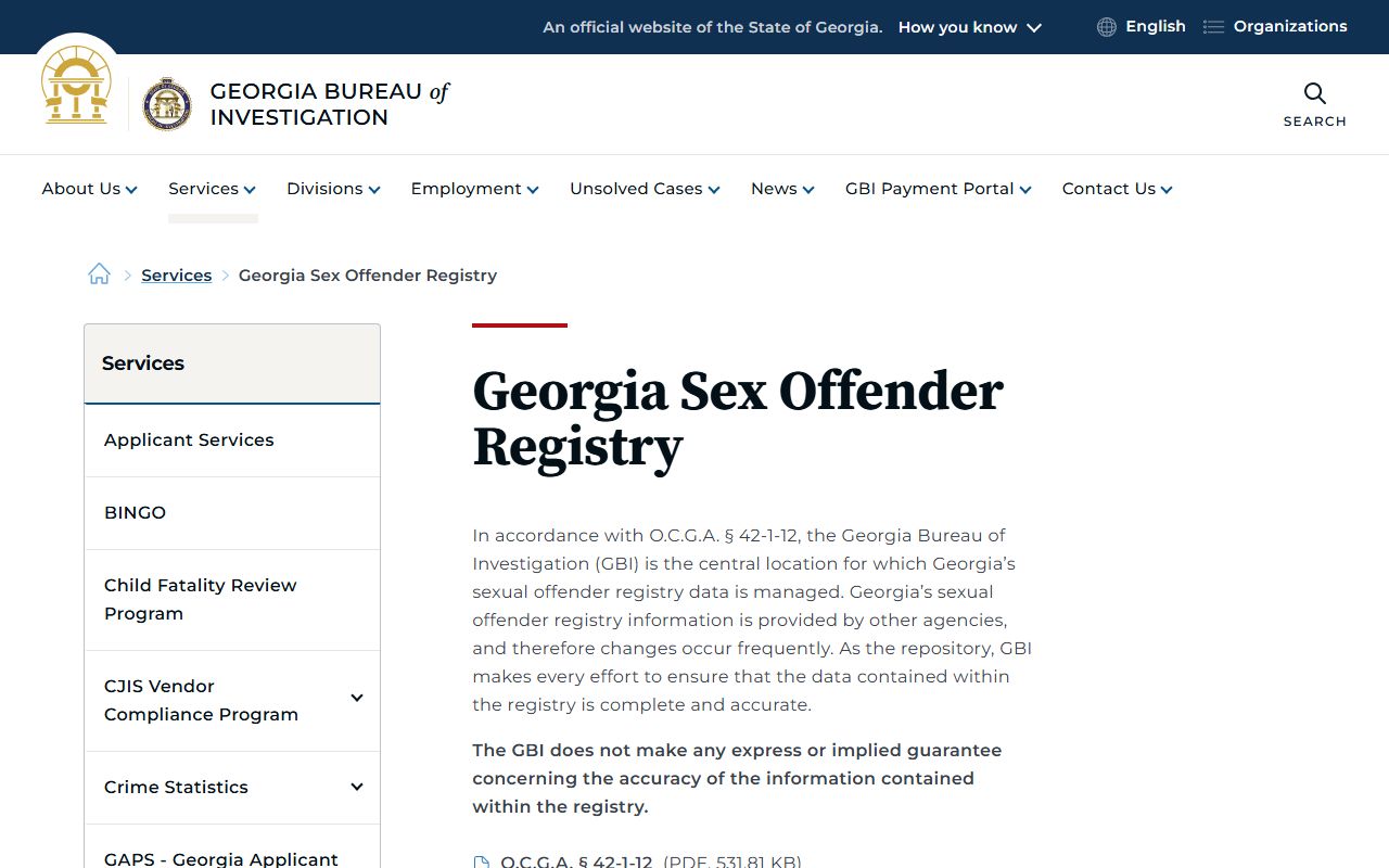 Webster County criminal court records GBI sex offender registry