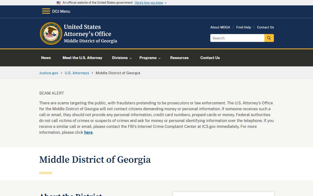Webster County criminal court records U.S. Attorney Middle District of Georgia