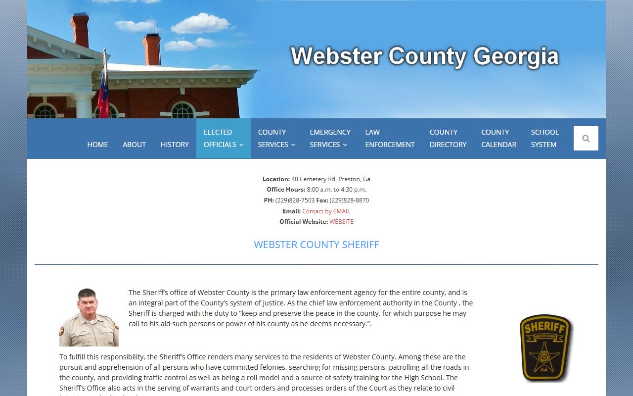 Webster County sheriff records and inmate roster page