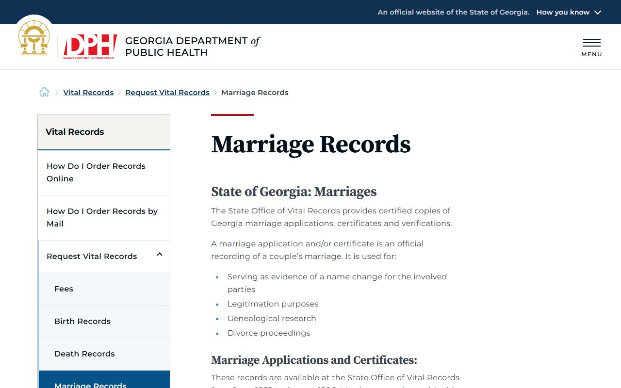 Webster County marriage records Georgia DPH request route
