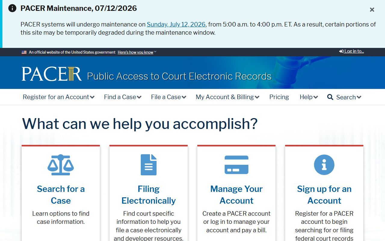 Webster County warrant records PACER federal search context